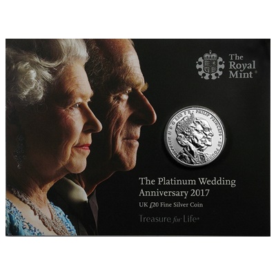 2017 UK £20 Fine Silver Coin - The Platinum Wedding